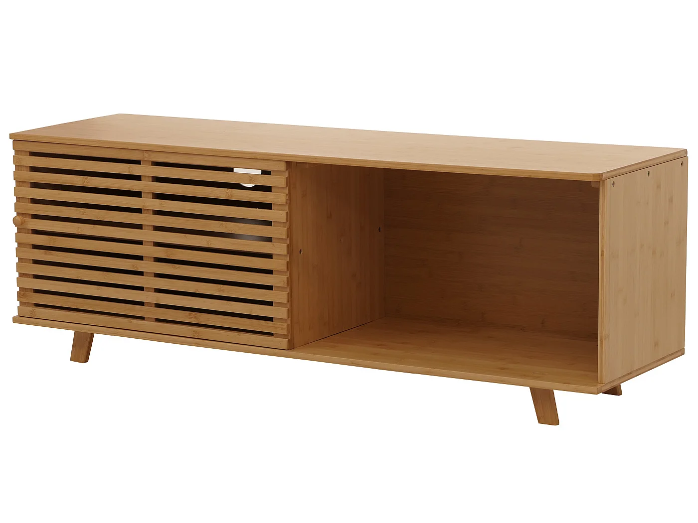 Bambus TV-Rack MCW-N80, Fernsehtisch Lowboard Kommode, Staufächer FSC®-zertifiziert 50x140x40cm