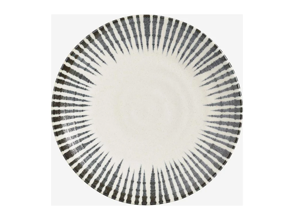 Habitat - Assiette plate en porcelaine - 26 cm - Lignes bleues - Pinako