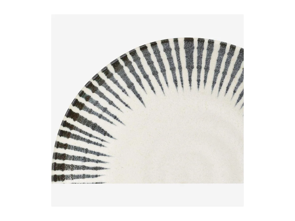 Habitat - Assiette plate en porcelaine - 26 cm - Lignes bleues - Pinako