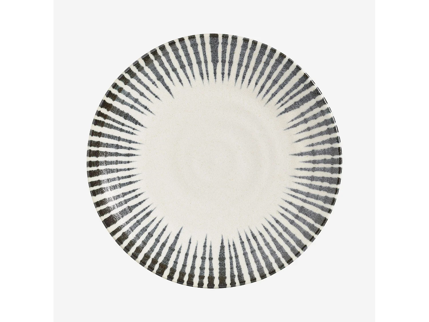 Habitat - Assiette plate en porcelaine - 26 cm - Lignes bleues - Pinako