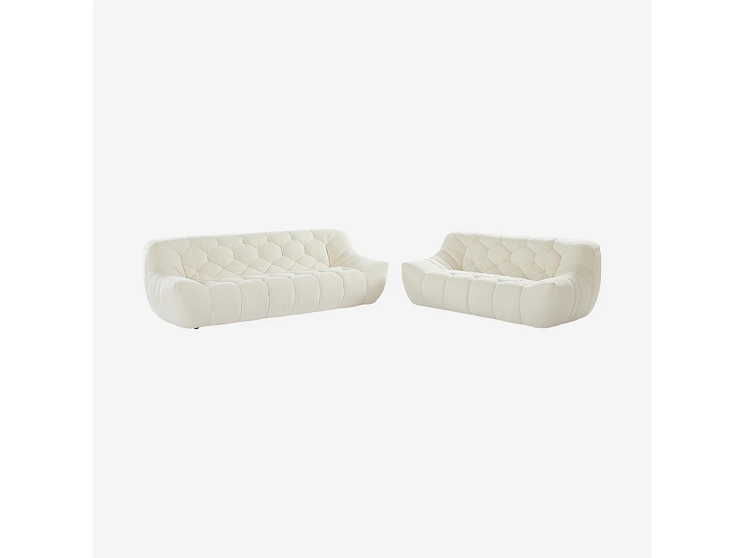 Habitat - Ensemble de canapés 3 et 2 places matelassés en tissu - Écru - Melfi