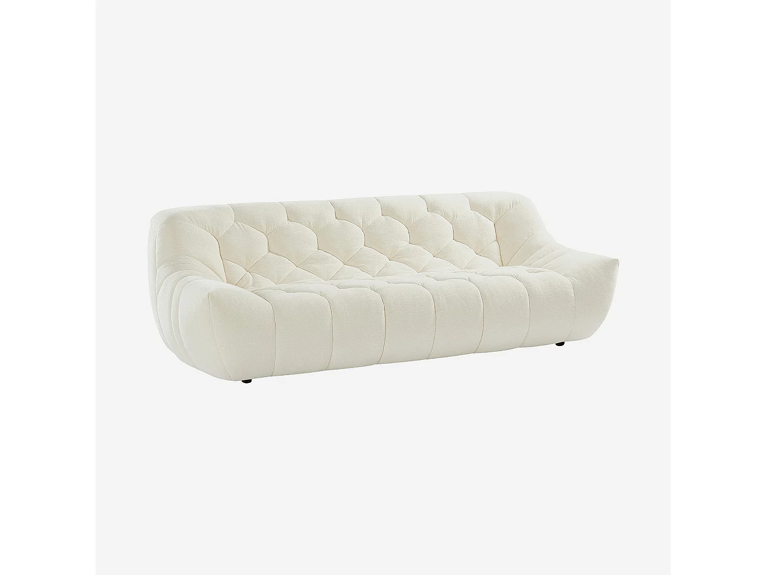 Ensemble de canapés 3 et 2 places matelassés en tissu - Écru