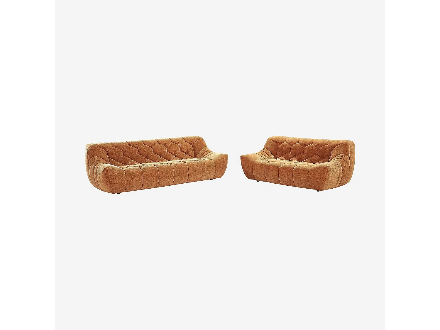 Habitat - Ensemble de canapés 3 et 2 places matelassés en tissu - Terracotta - Melfi