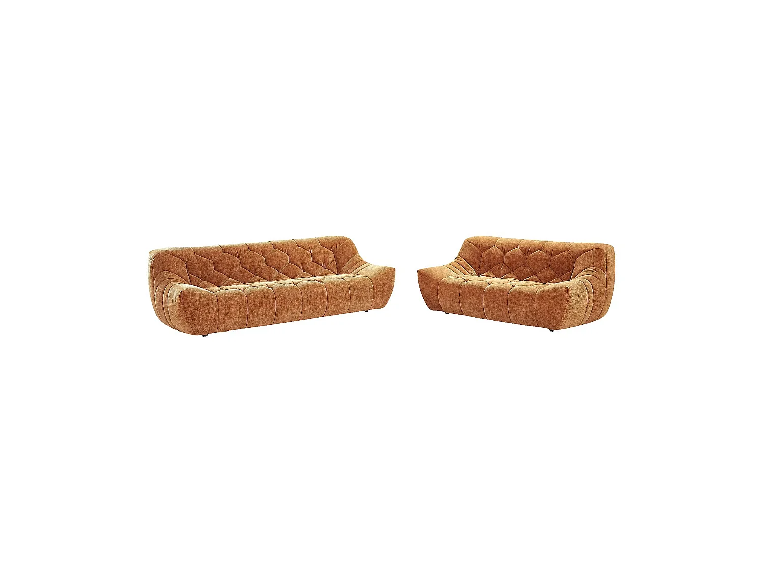 Habitat - Ensemble de canapés 3 et 2 places matelassés en tissu - Terracotta - Melfi