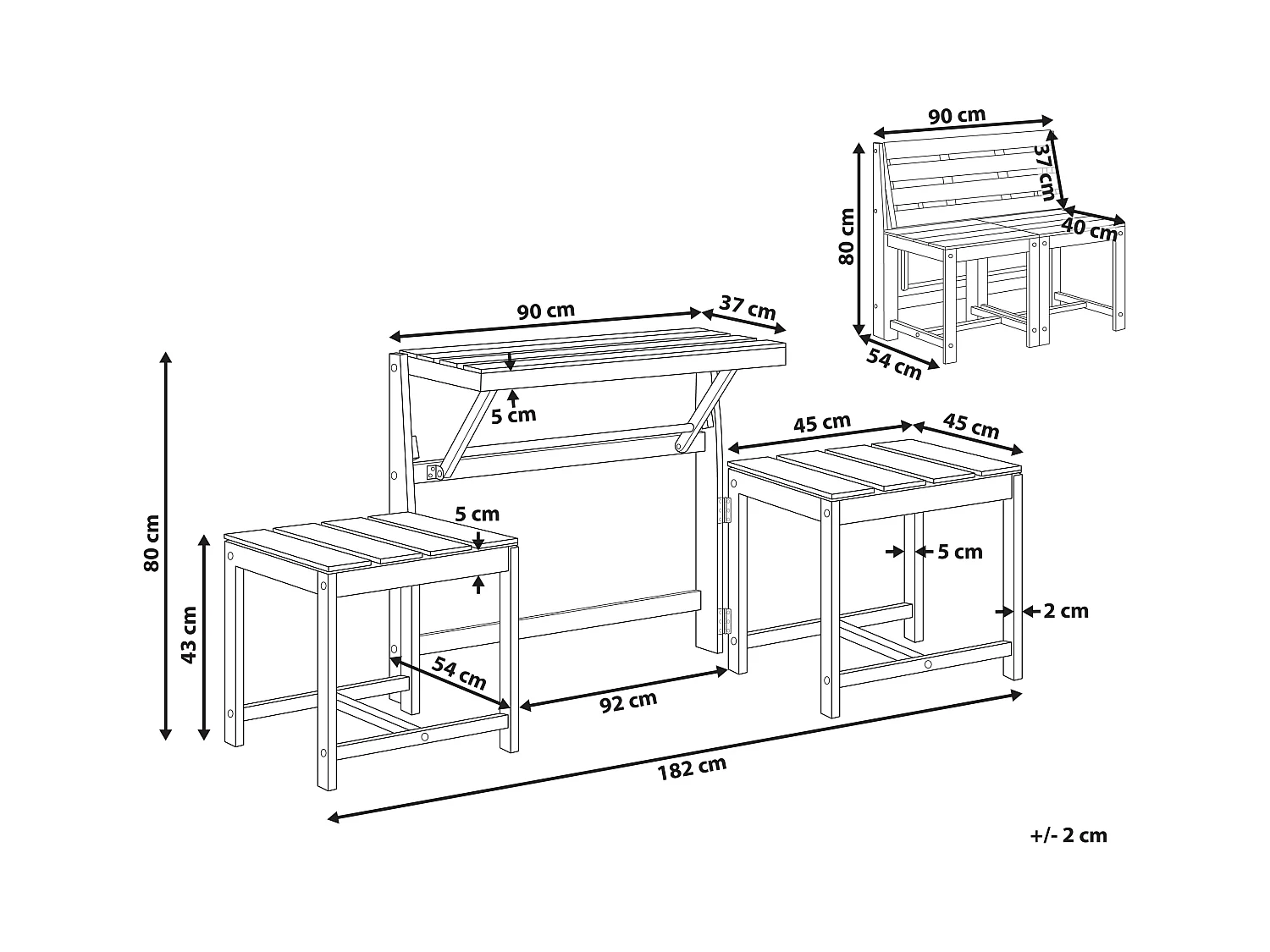 Ławko-stół TUENNO Drewno akacjowe Brązowy