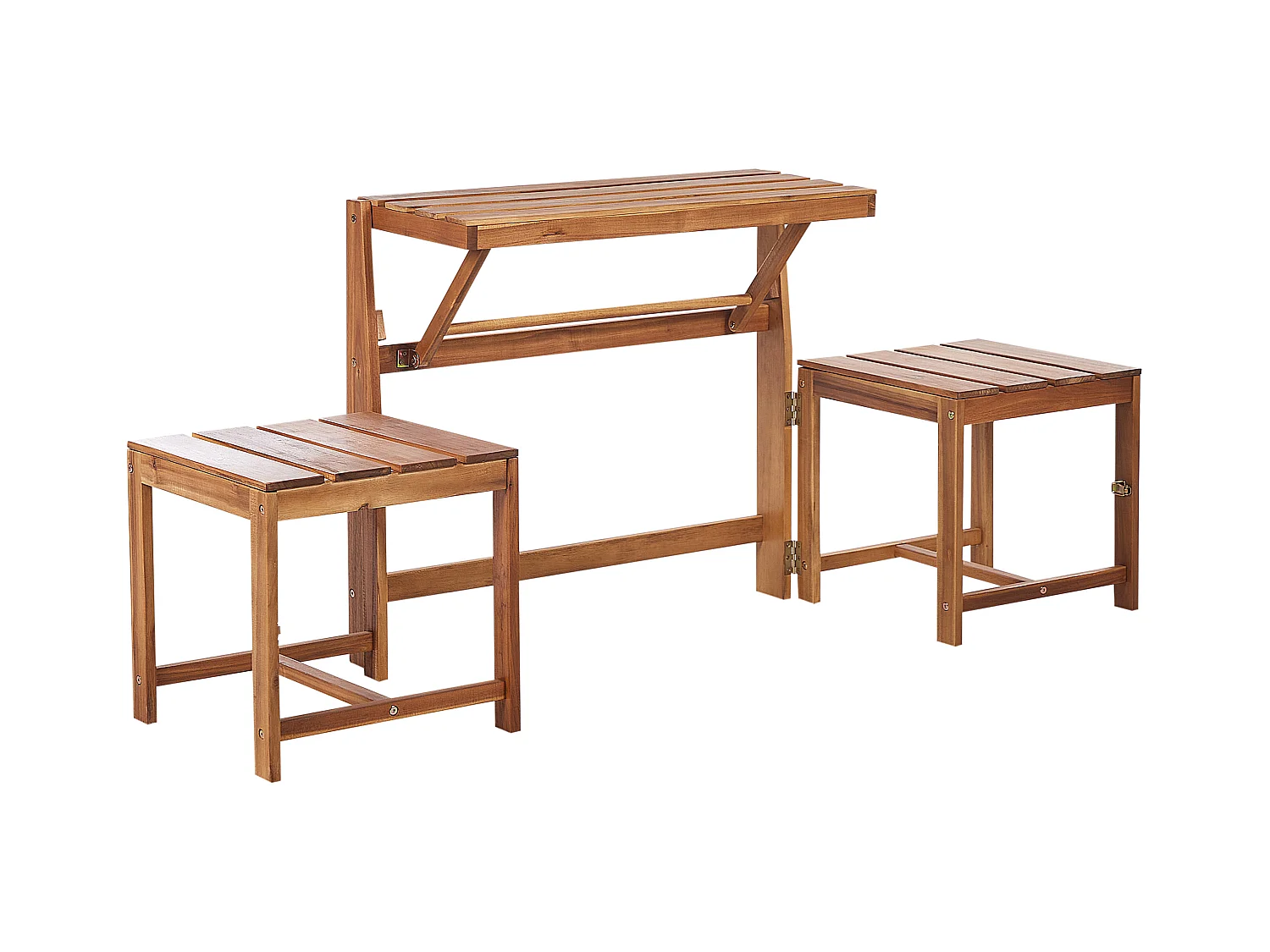 Ensemble banc de jardin et set de bistrot convertibles TUENNO Acacia Marron