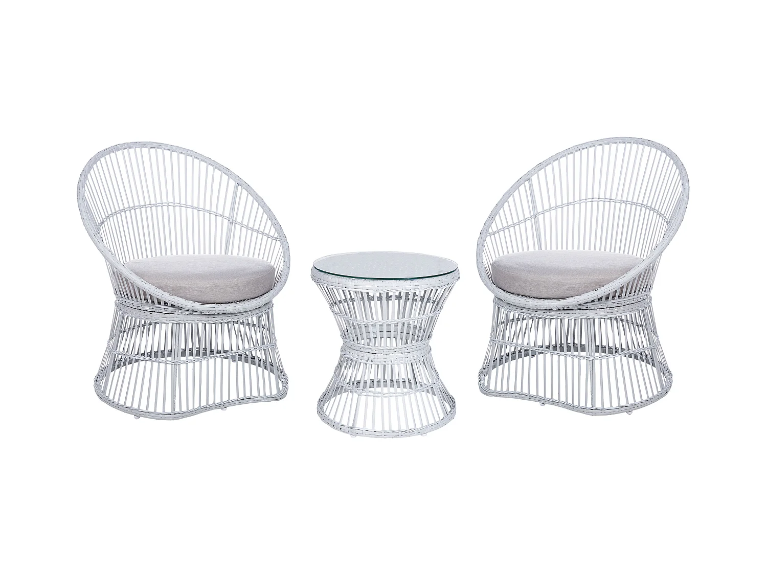 Ensemble pour bistro avec coussins MESYNA Blanc