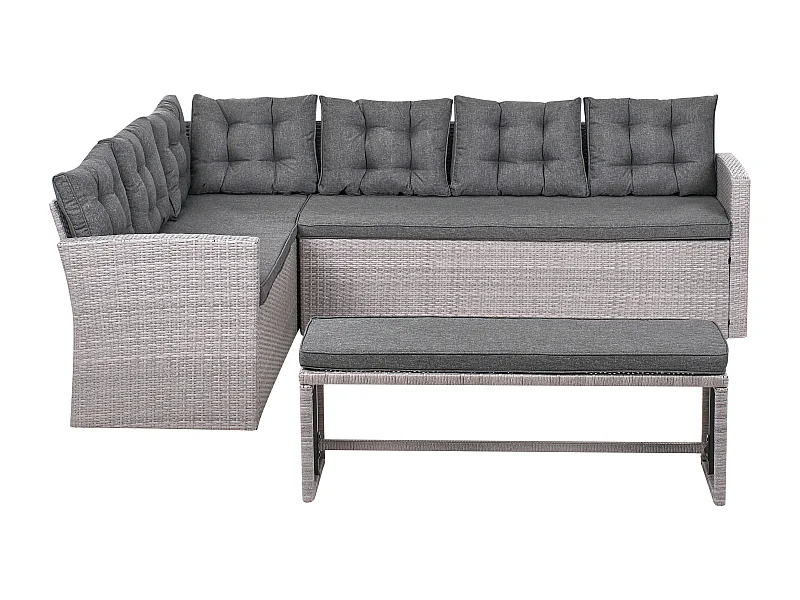 Sofa narożna ogrodowa z technorattanu 8 osobowa szara VITERBO