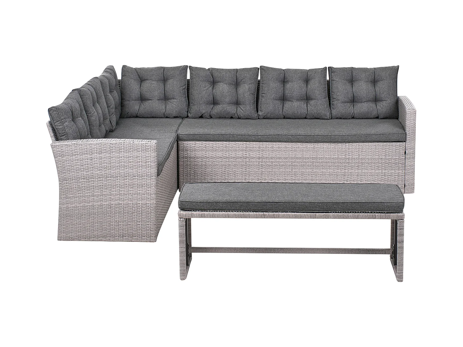 Sofa narożna ogrodowa z technorattanu 8 osobowa szara VITERBO