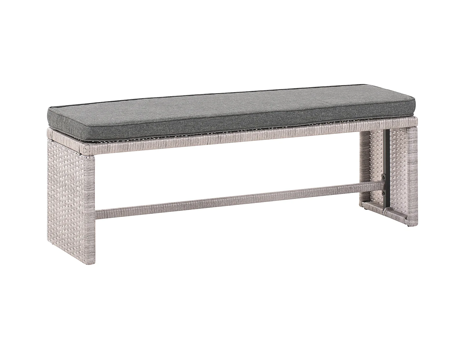 Garten Ecksofa mit Bank Polyrattan hellgrau Auflagen grau 8-Sitzer Viterbro