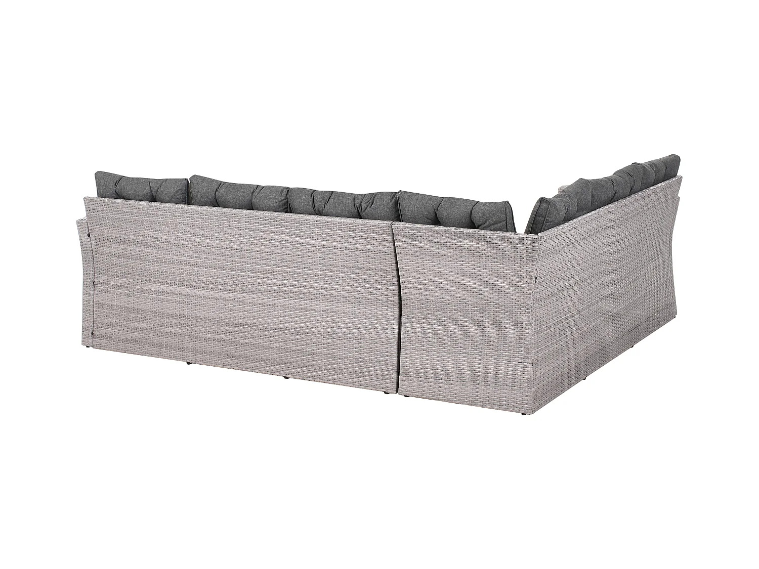 Garten Ecksofa mit Bank Polyrattan hellgrau Auflagen grau 8-Sitzer Viterbro
