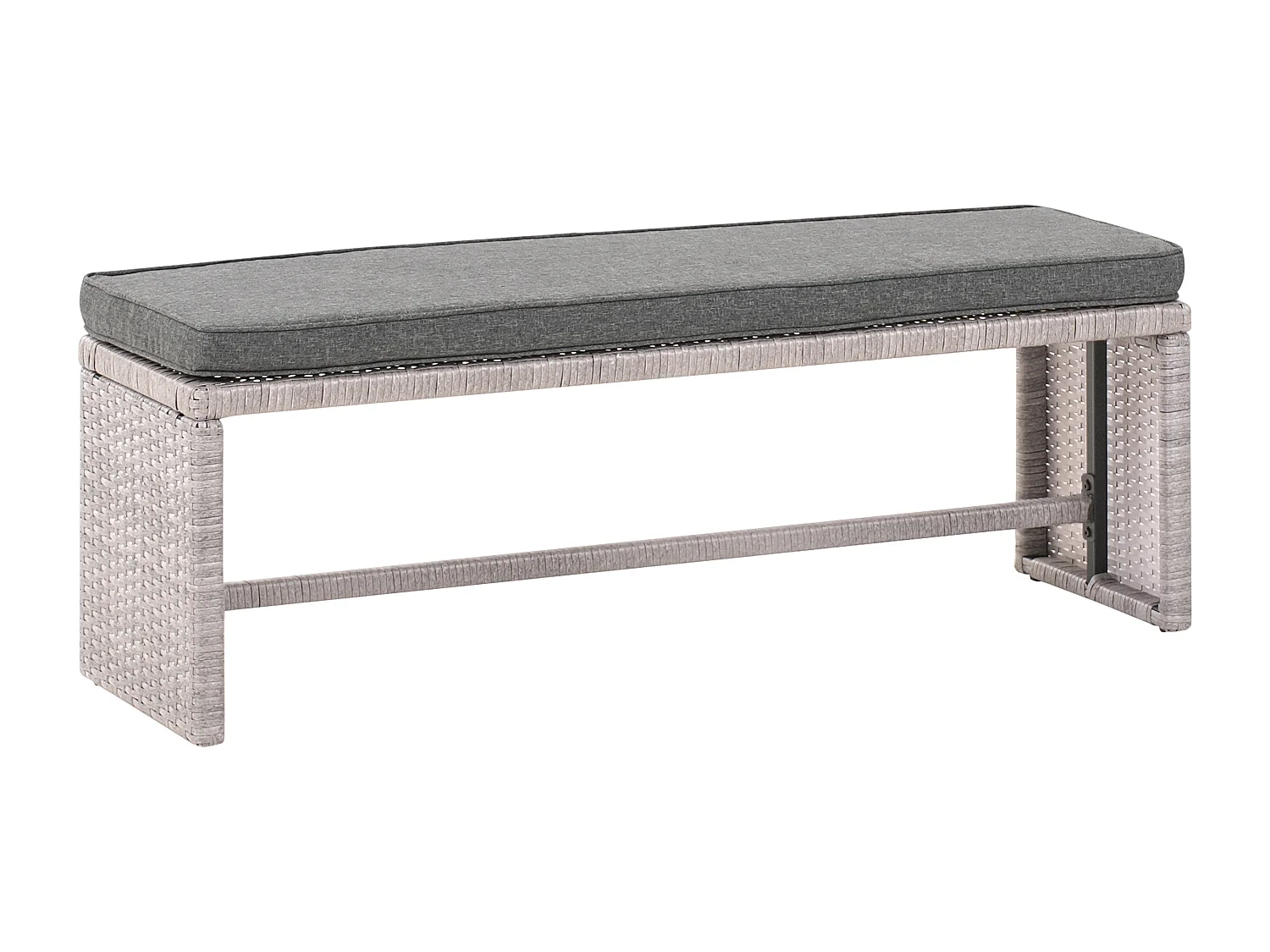 Garten Ecksofa mit Bank Polyrattan hellgrau Auflagen grau 8-Sitzer Viterbro