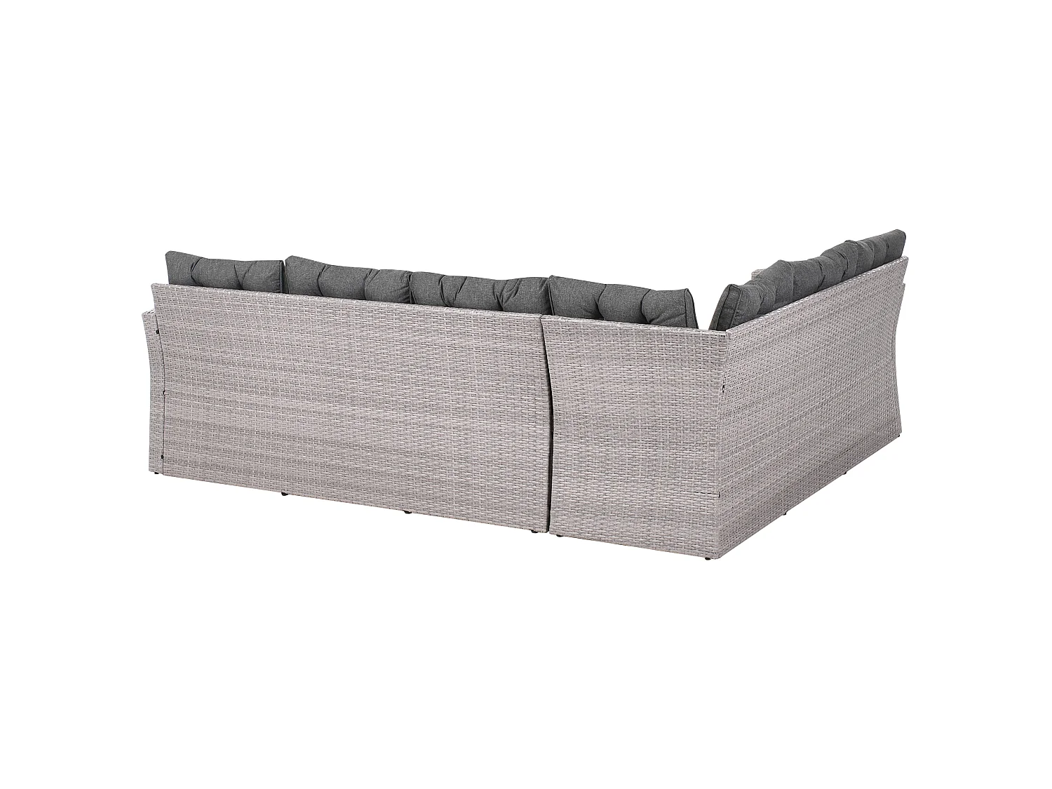 Canapé d'angle de jardin 8 places en rotin PE avec banc gris VITERBO