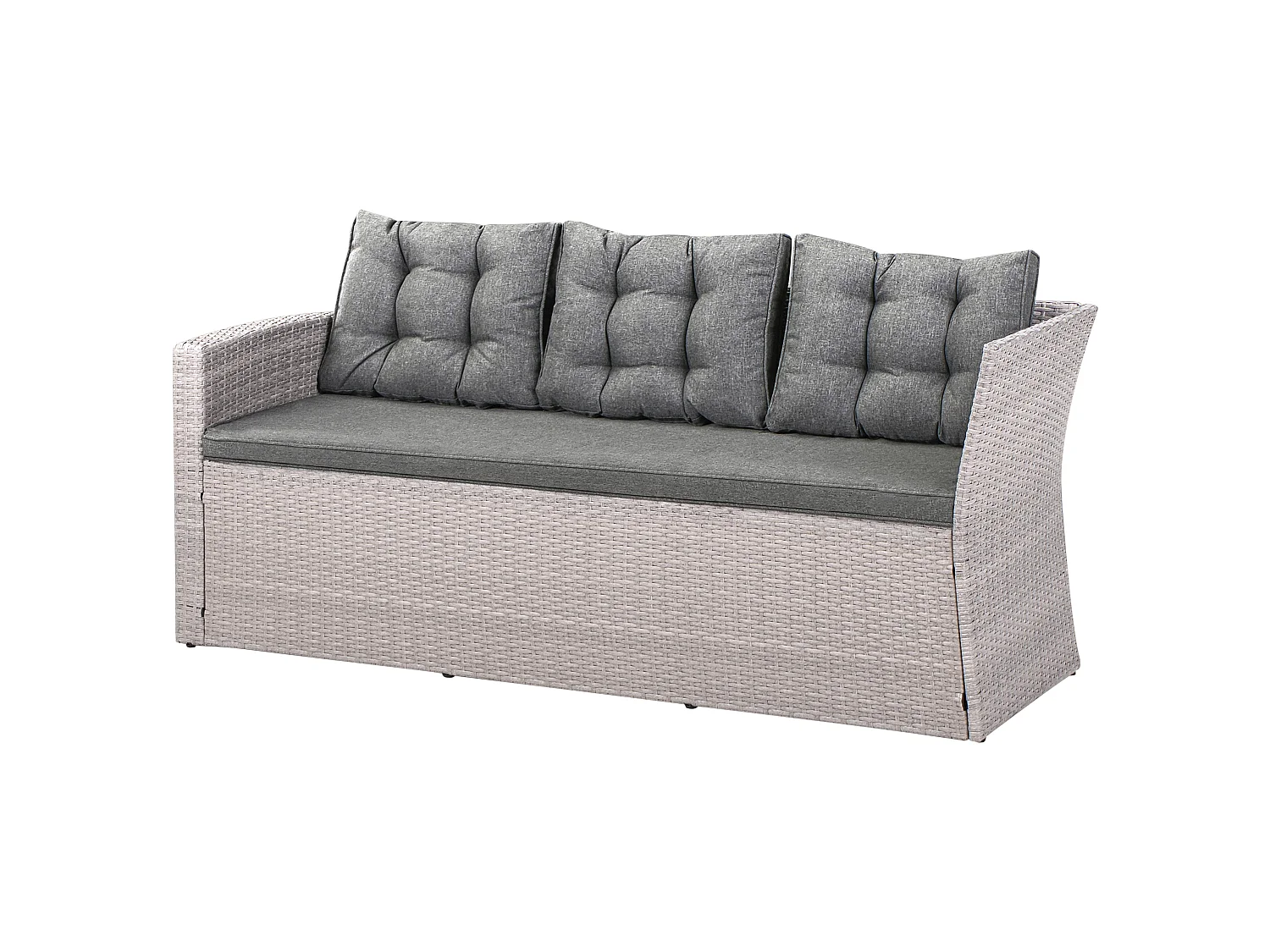 Canapé d'angle de jardin 8 places en rotin PE avec banc gris VITERBO