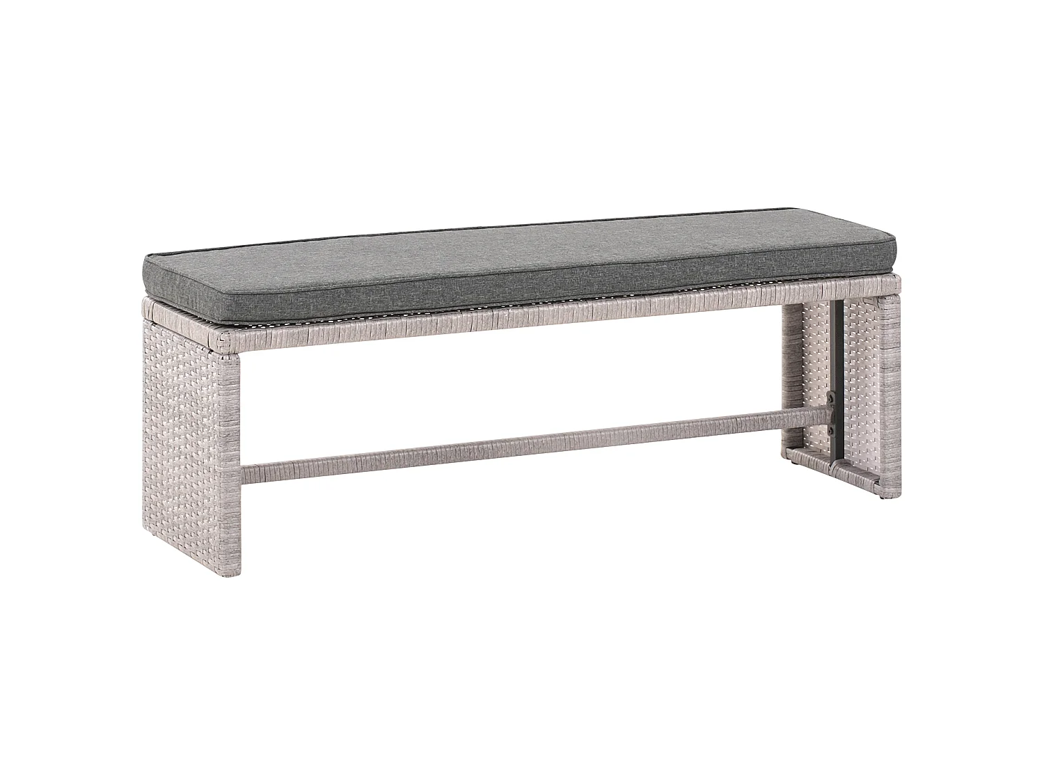 Canapé d'angle de jardin 8 places en rotin PE avec banc gris VITERBO