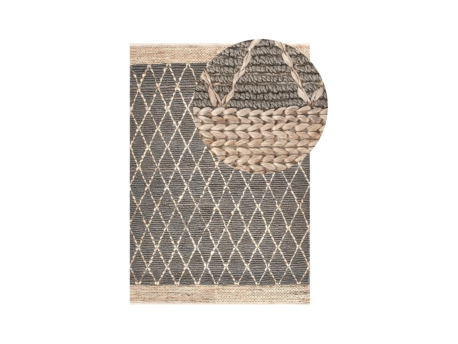 Teppich TELLIKAYA 160 x 230 cm Jute Grau