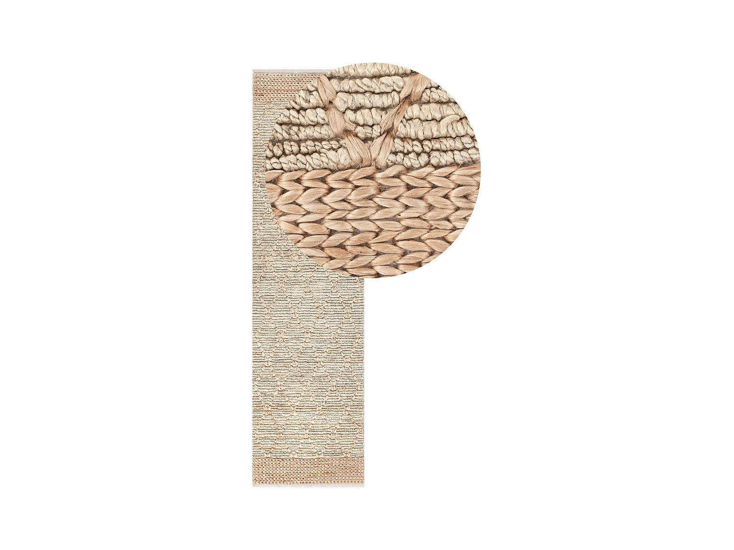 Teppich Jute beige rechteckig 80x300 cm geometrisches Muster Tellikaya