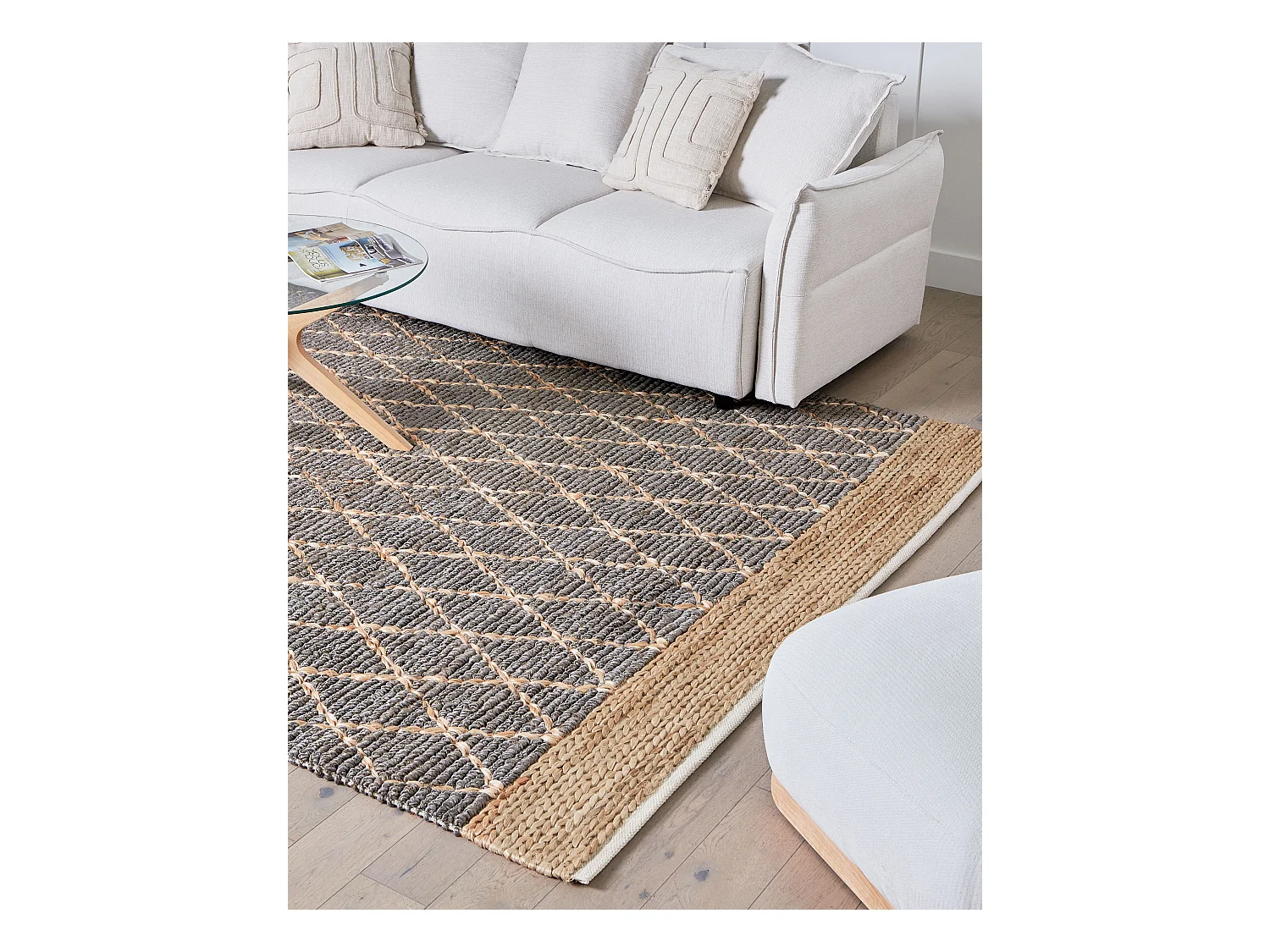 Vloerkleed TELLIKAYA 200 x 300 cm Jute Grijs