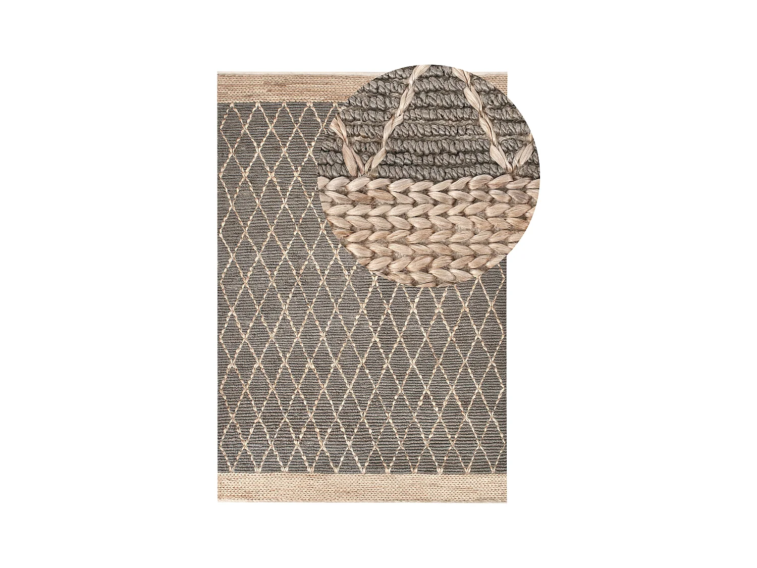 Teppich Jute grau / beige rechteckig 200x300 cm geometrisches Muster Tellikaya