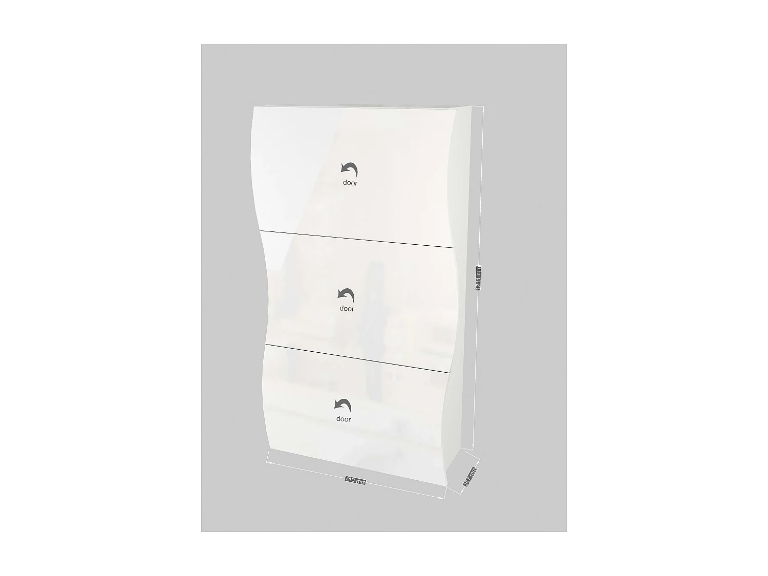 Scarpiera 3 ante L 71 x H 121.5 x P 26.6 cm 18 paia, bianco