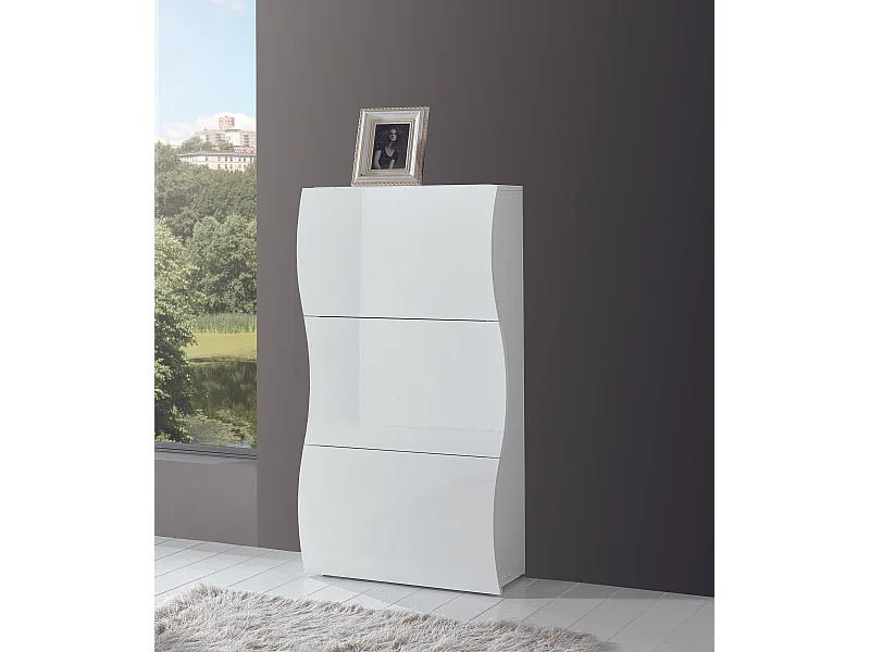 Zapatero de diseño moderno de 3 puertas abatibles 18 pares de zapatos Onda M