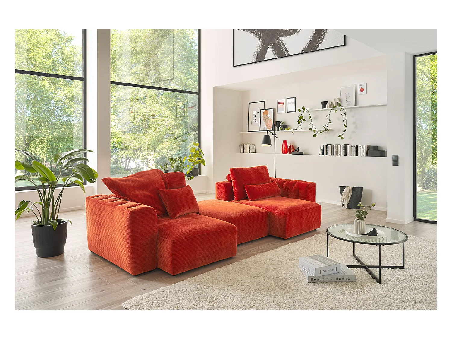 Coussin Flutter - Rouge Velours côtelé - SEPHI