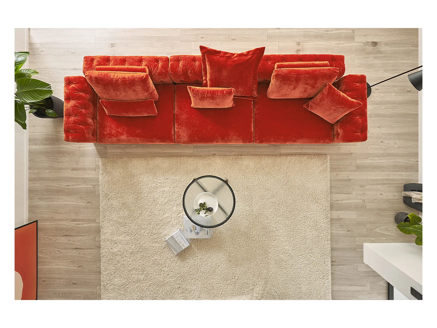 Coussin Flutter - Rouge Velours côtelé - SEPHI