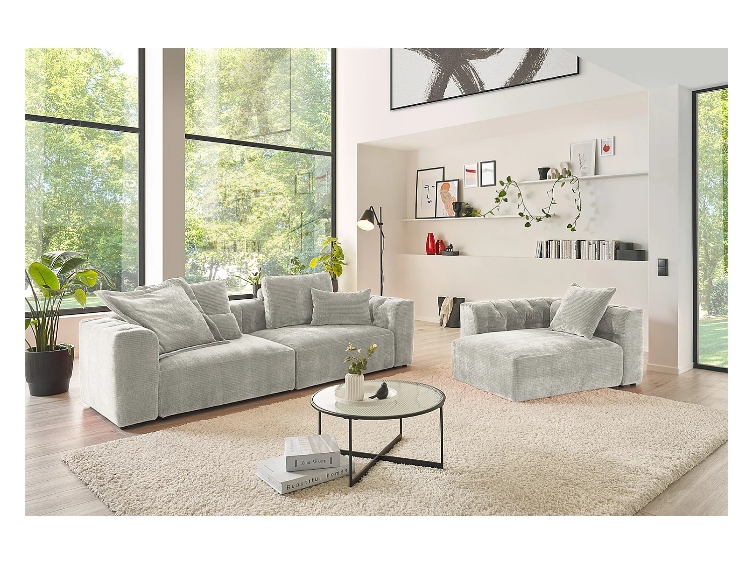 Coussin Flutter - argent Velours côtelé - SEPHI