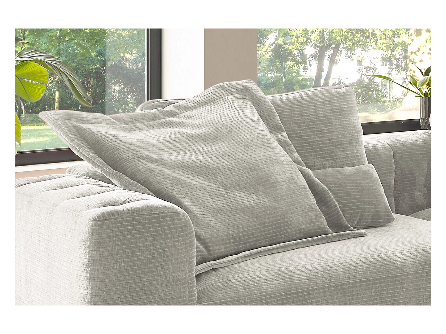 Coussin Flutter - argent Velours côtelé - SEPHI
