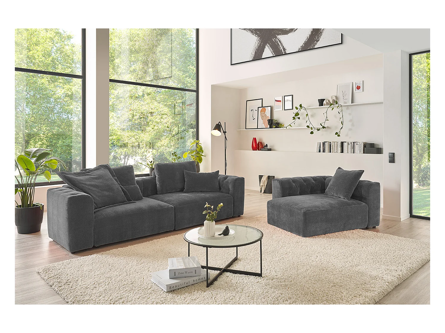 Coussin pointu - anthracite Velours côtelé - SEPHI