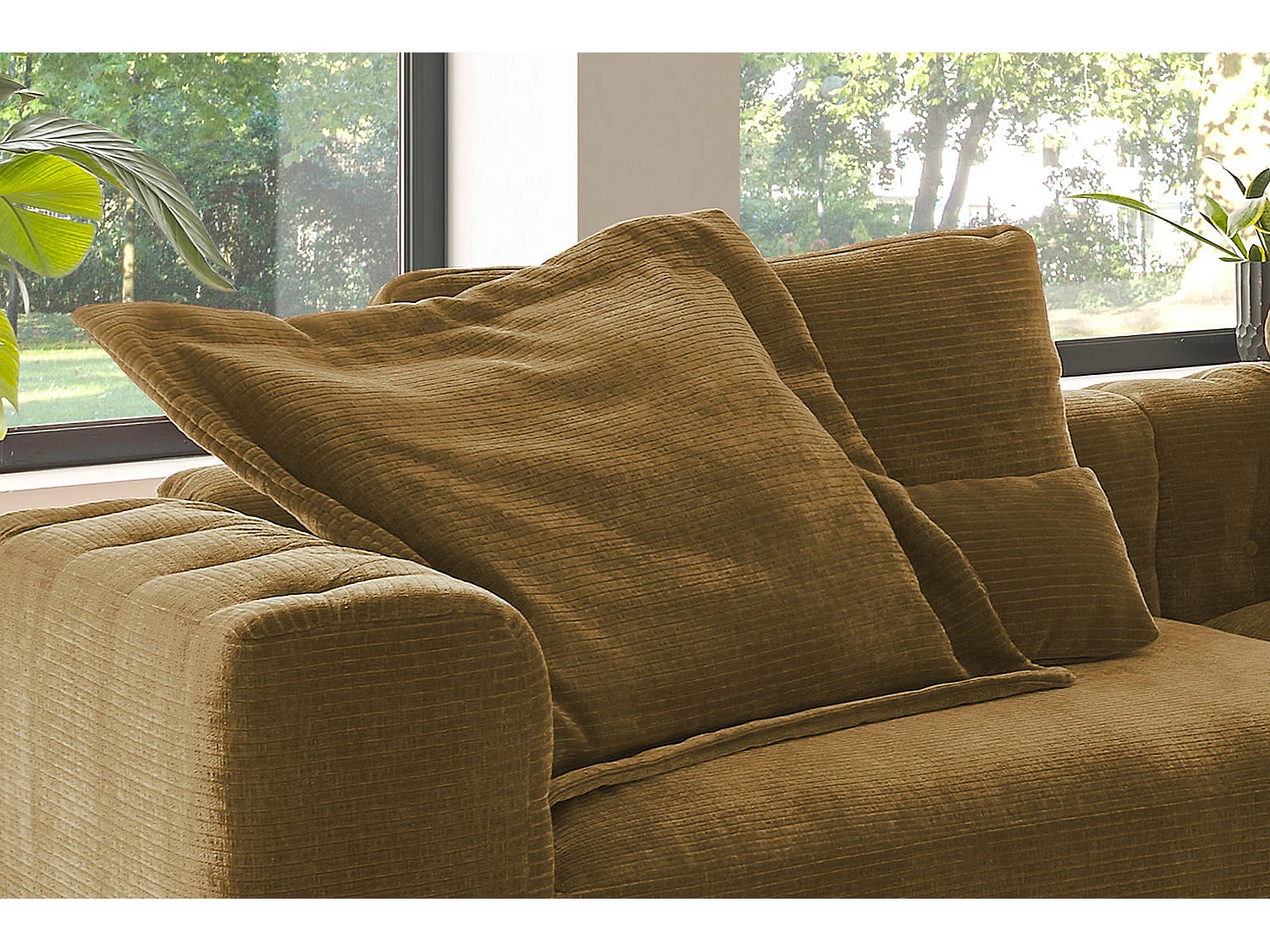 Coussin Flutter - marron Velours côtelé - SEPHI