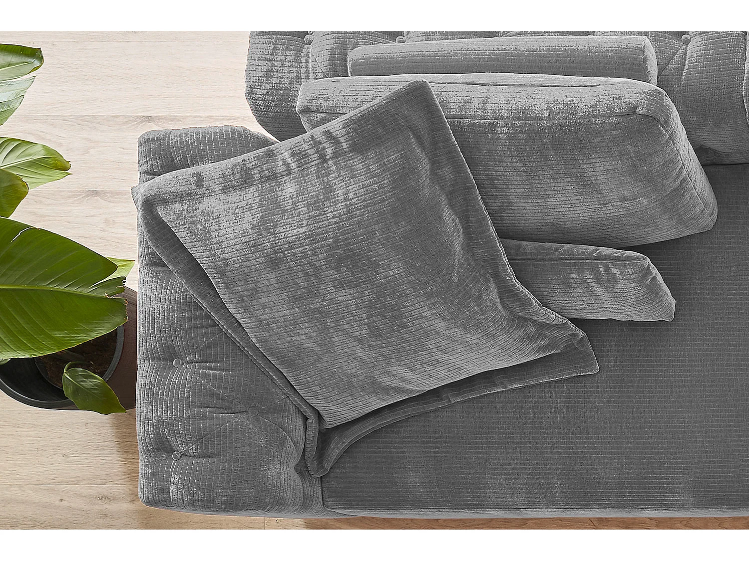 Cuscino Flutter - Grigio Velluto a coste - SEPHI