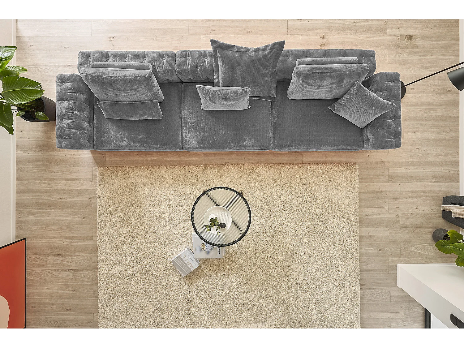 Cuscino Flutter - Grigio Velluto a coste - SEPHI