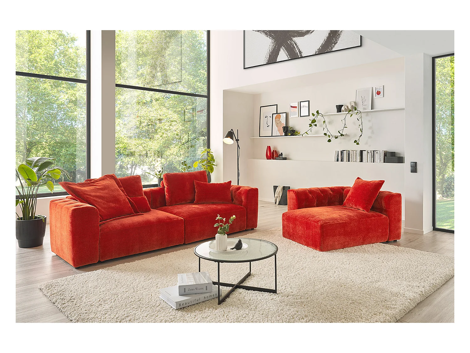 Coussin pointu - Rouge Velours côtelé - SEPHI