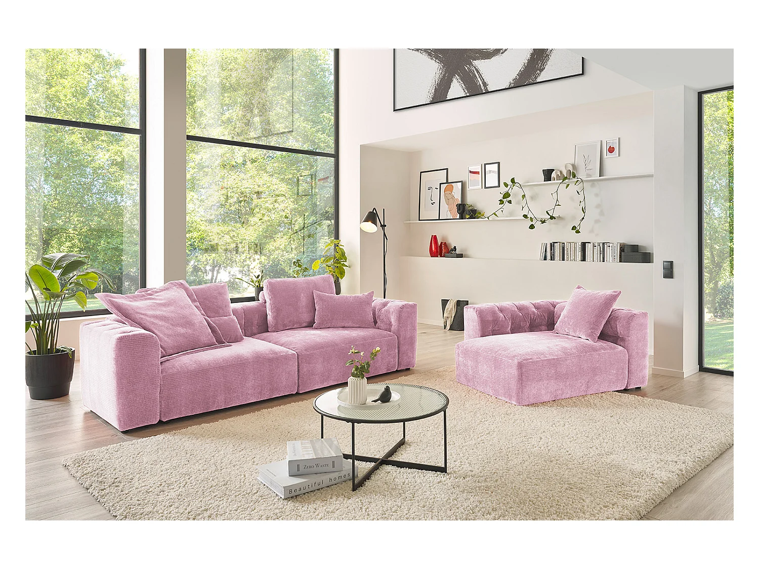 Coussin rénal - Rose Velours côtelé - SEPHI