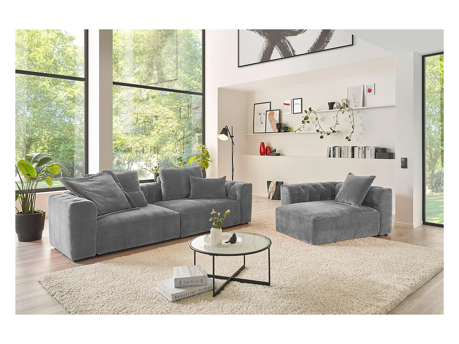 Coussin pointu - Gris Velours côtelé - SEPHI