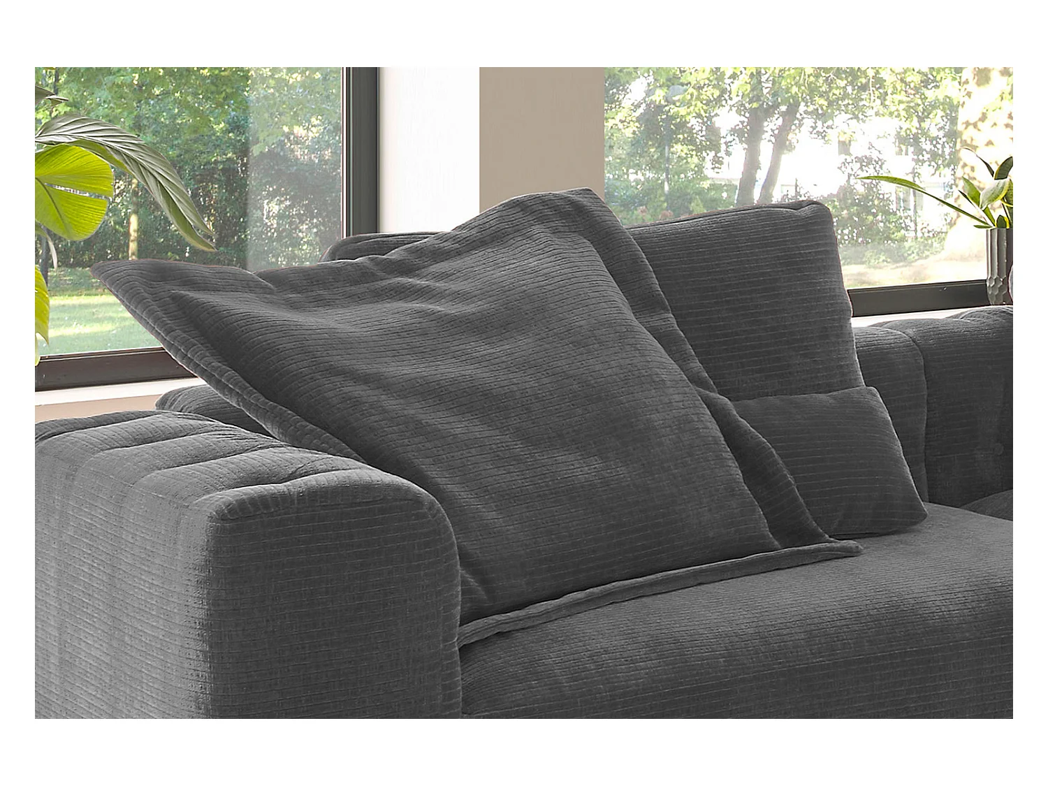 Coussin Flutter - anthracite Velours côtelé - SEPHI