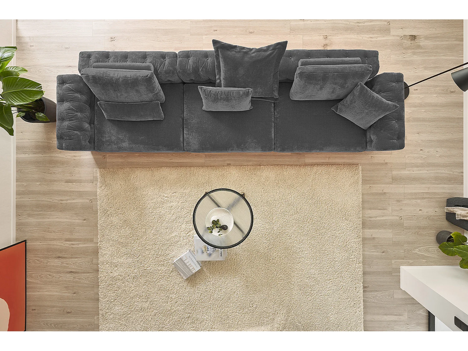 Cuscino Flutter - antracite Velluto a coste - SEPHI