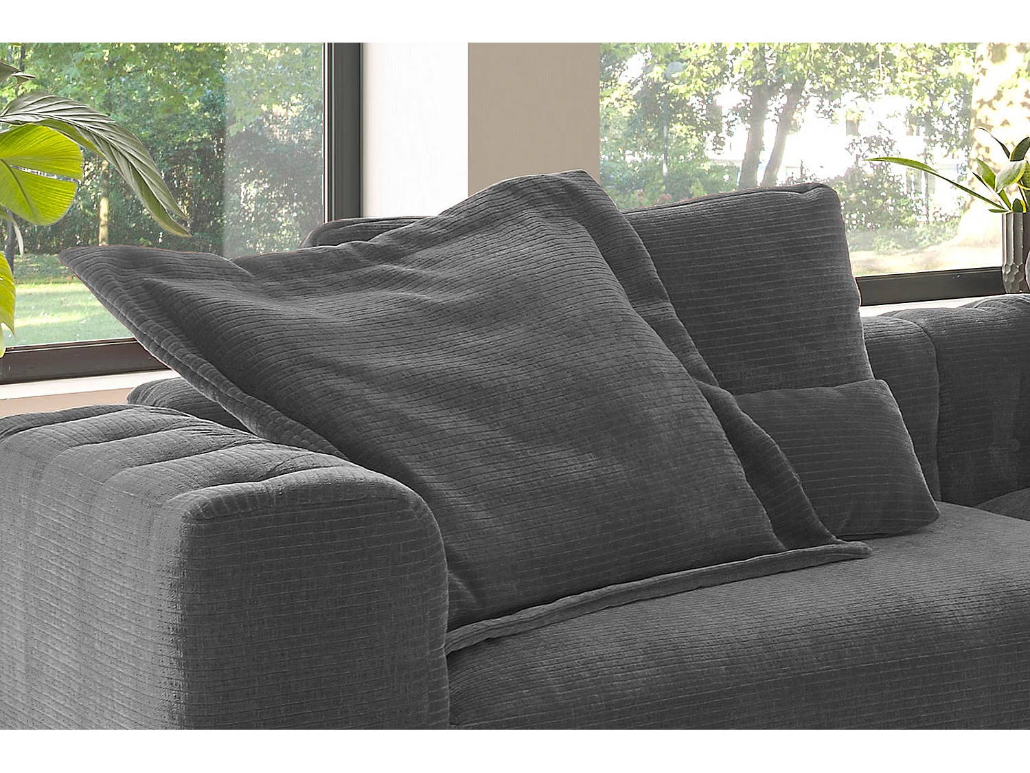 Coussin Flutter - anthracite Velours côtelé - SEPHI