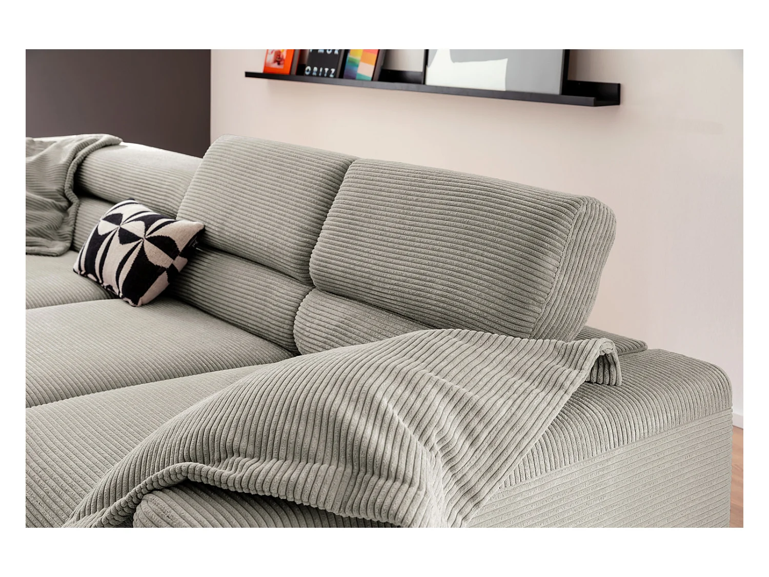 Canapé d'angle - gris pierre Velours côtelé - DELIA