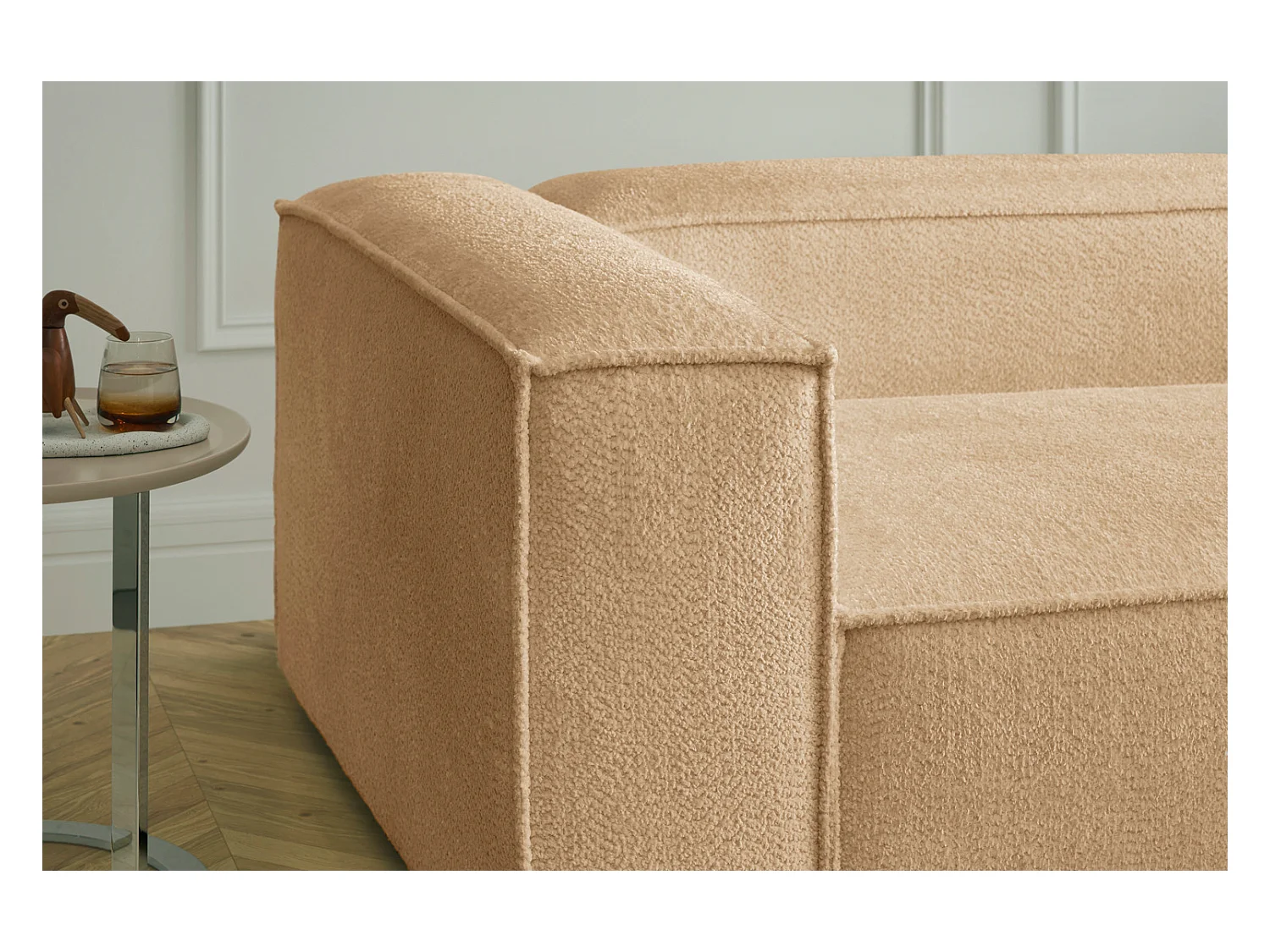 Canapé d'angle - marron tissage plat - CARMO