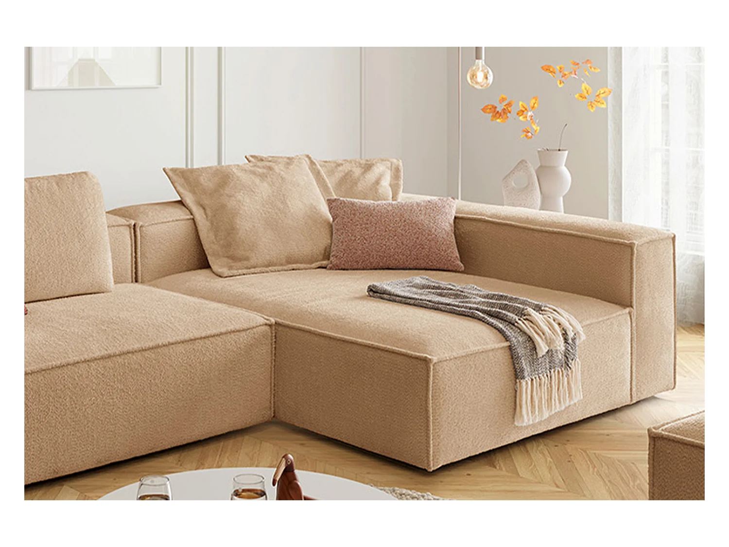 Canapé d'angle - marron tissage plat - CARMO