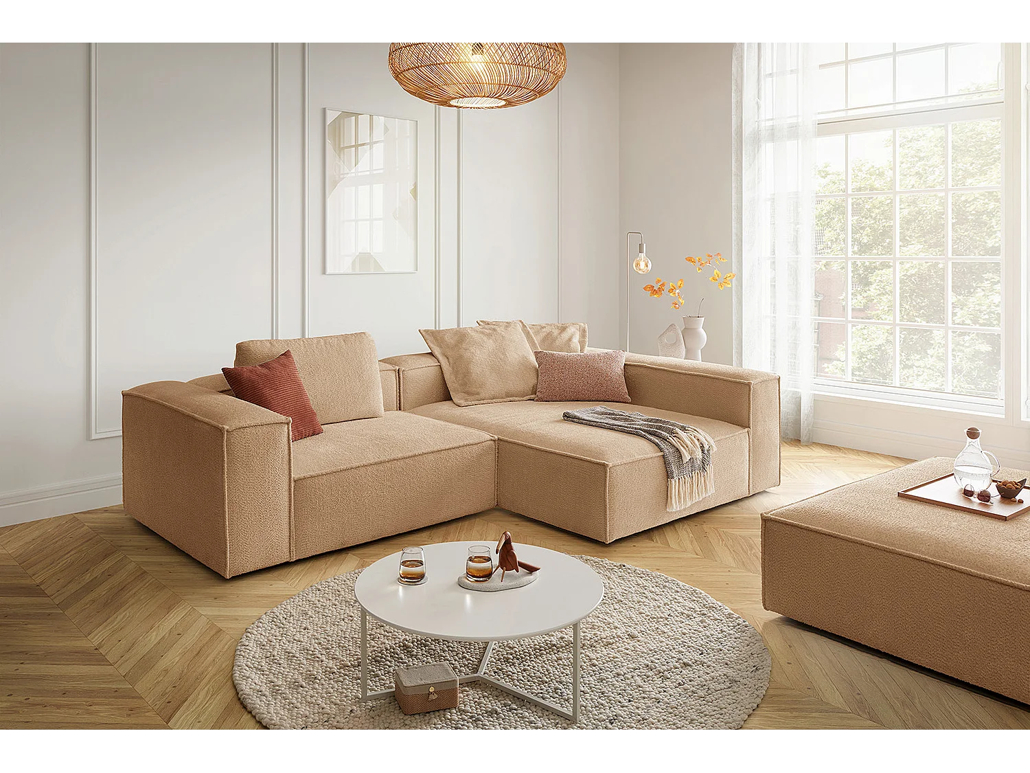 Ecksofa - Braun Flachgewebe - CARMO