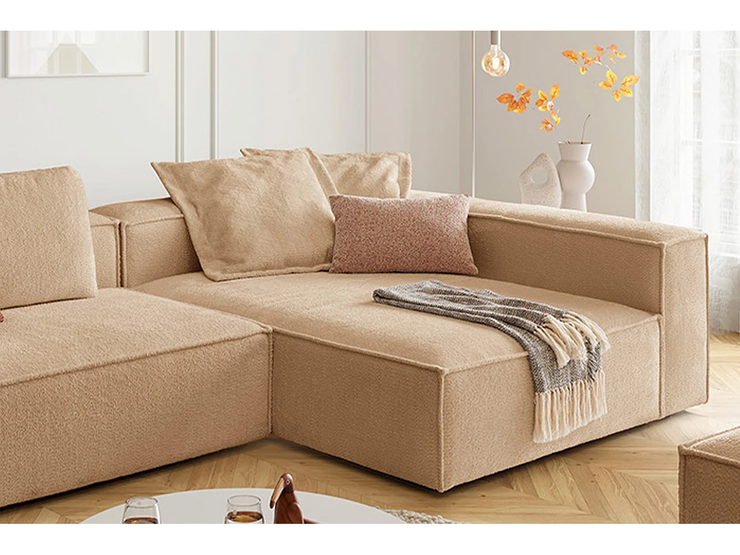 Ecksofa - Braun Flachgewebe - CARMO