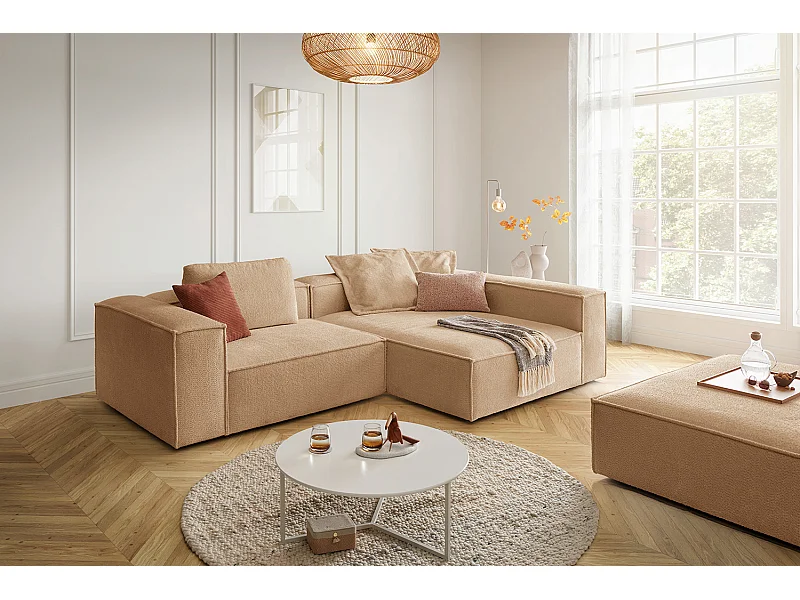 Ecksofa - Braun Flachgewebe - CARMO