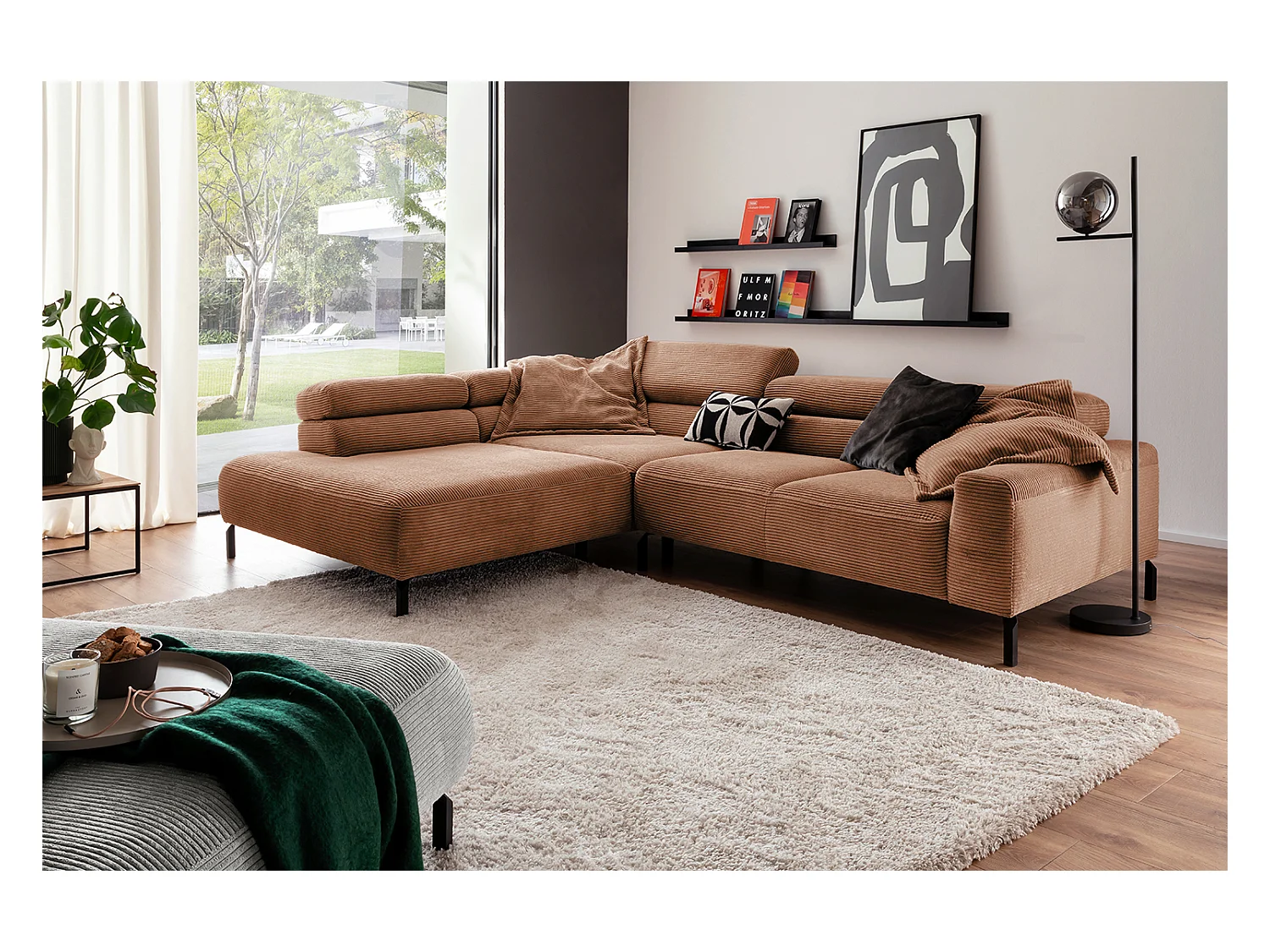 Ecksofa - Braun Cord - DELIA