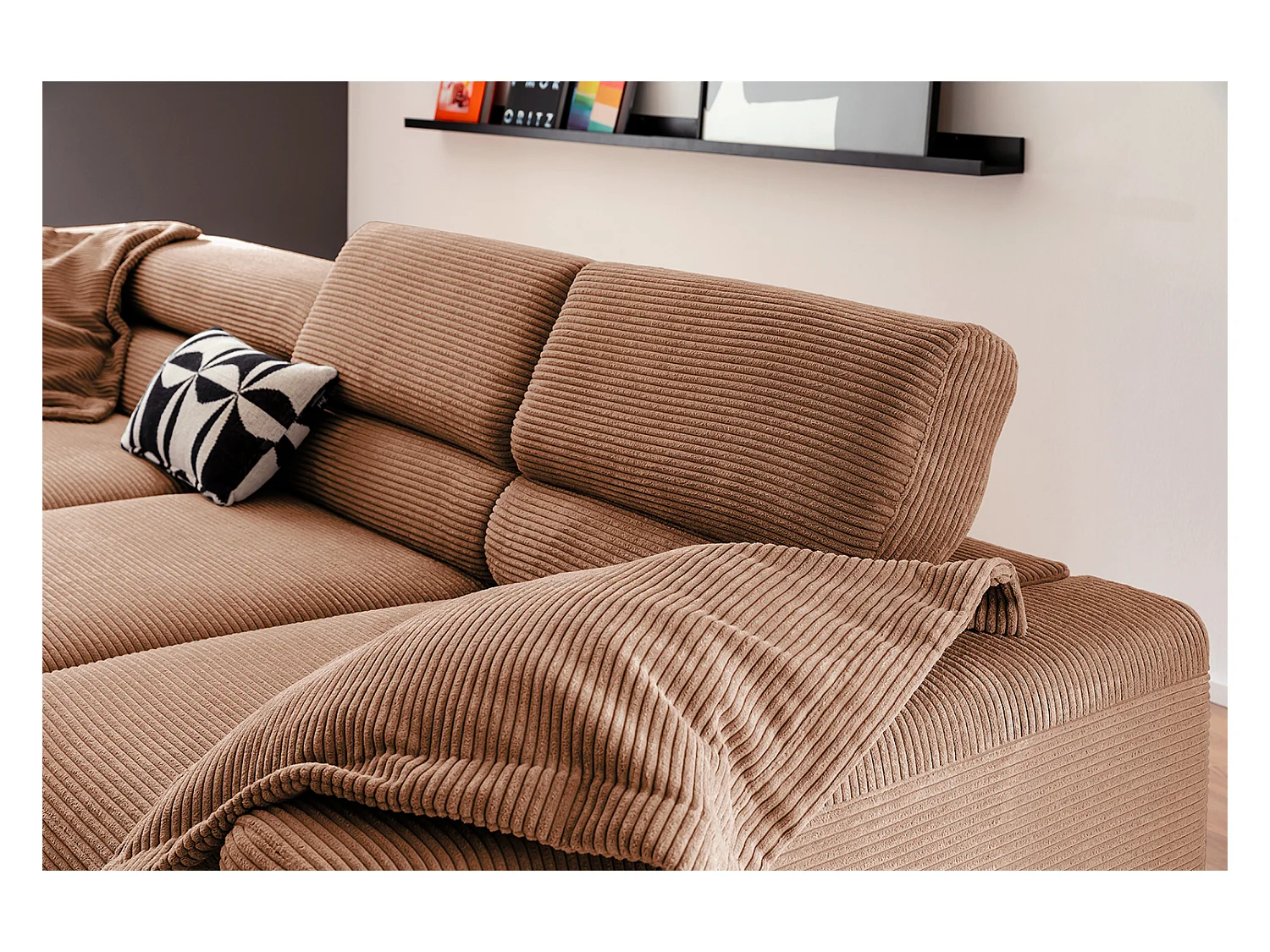 Ecksofa - Braun Cord - DELIA