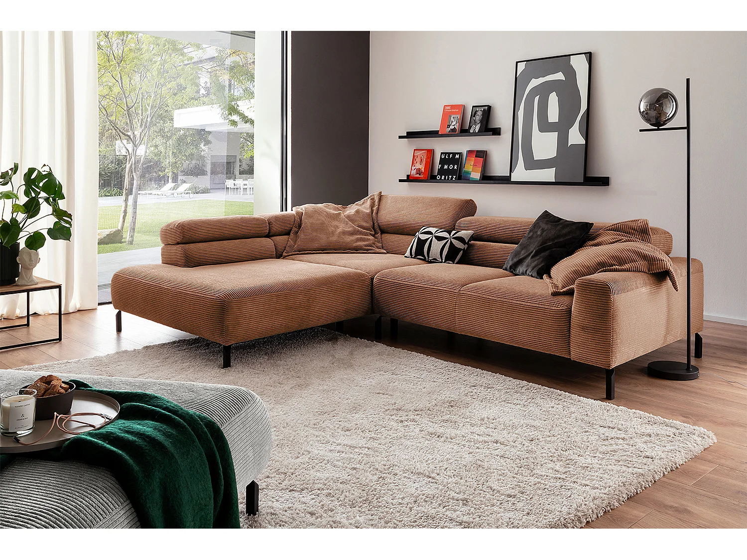 Ecksofa - Braun Cord - DELIA