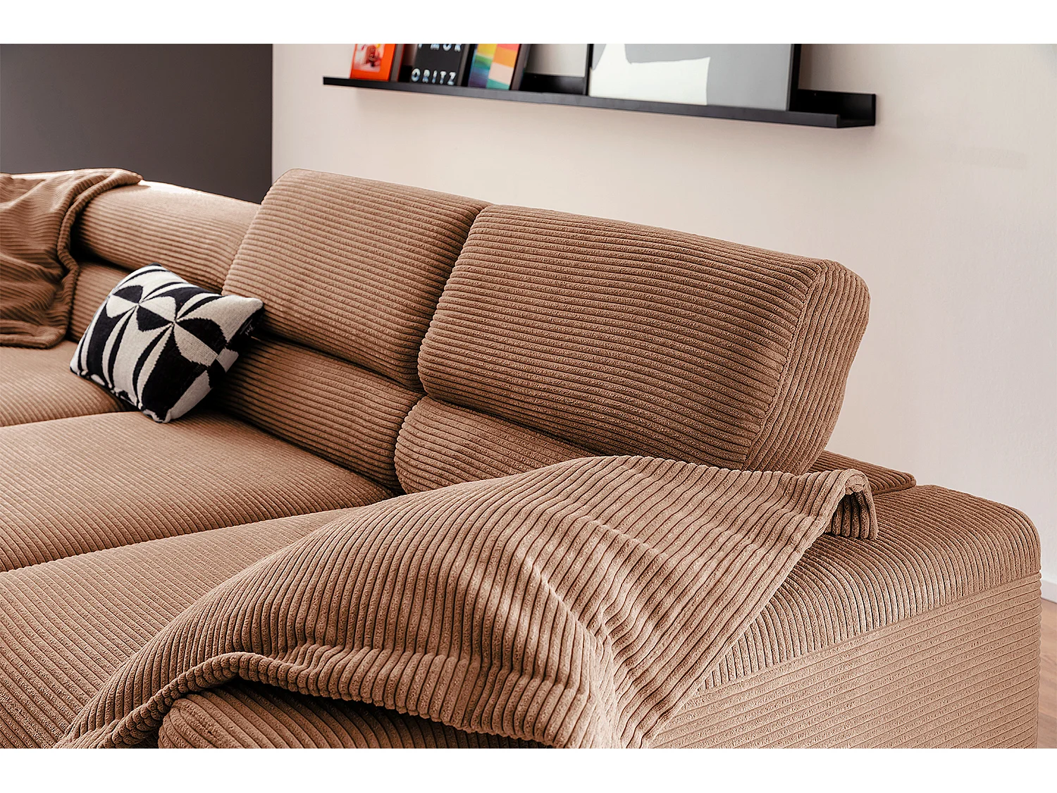 Ecksofa - Braun Cord - DELIA