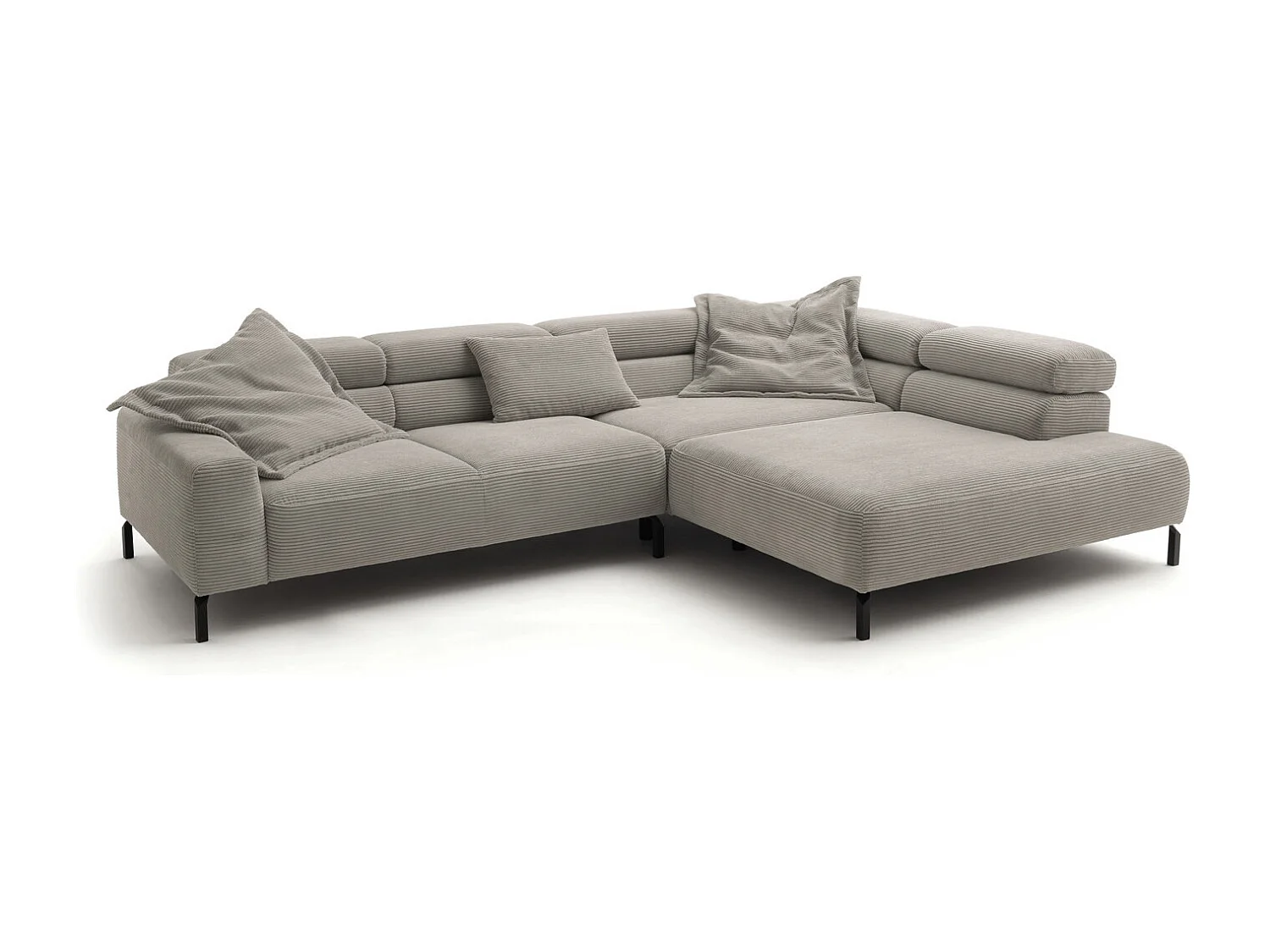 Ecksofa - Steingrau Cord - DELIA